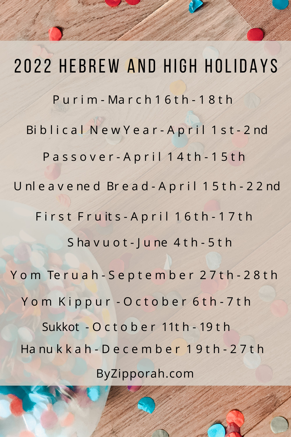 Hebrew and High Holidays 2022